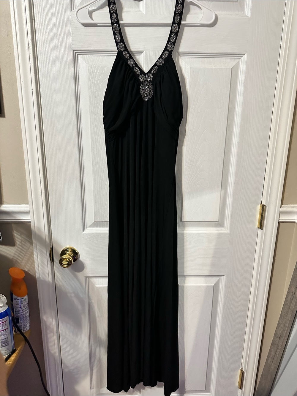 Spense Black Maxi Dress with Beaded Halter